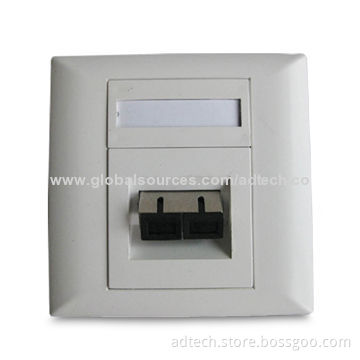 SC Duplex Adapter Fiber-optic Faceplate, Supports Either Multi-mode or Single Mode